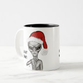 Slechte alien, zware kerst! tweekleurige koffiemok (Voorkant links)