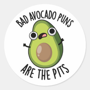 Slechte avocado puns zijn de pitten grappige fruit ronde sticker