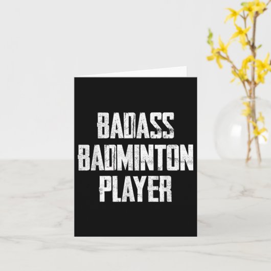Slechte badmintonspeler vetgedrukte typografie-ver kaart (Gele Bloem)