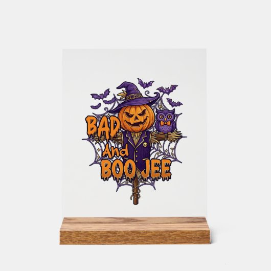 Slechte Boo Jee Pompoen Vogelverschrikker Paarse U Acryl Bord (Voorkant)