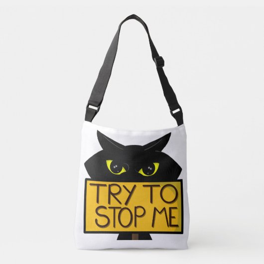 Slechte Boogie -De Kat- "Probeer Het" grappige Sch Crossbody Tas (Voorkant)