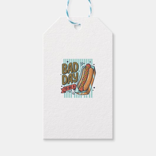 Slechte Dag Hot Dog Retro Vector T-shirt Ontwerp_1 Cadeaulabel (Voorkant)