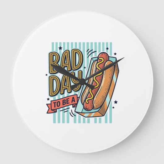 Slechte Dag Hot Dog Retro Vector T-shirt Ontwerp_1 Grote Klok (Voorkant)