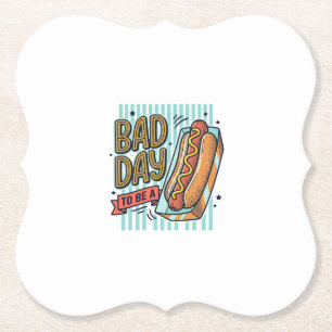 Slechte Dag Hot Dog Retro Vector T-shirt Ontwerp_1 Kartonnen Onderzetters