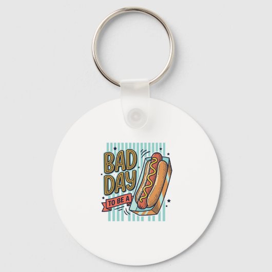 Slechte Dag Hot Dog Retro Vector T-shirt Ontwerp_1 Sleutelhanger (Voorkant)