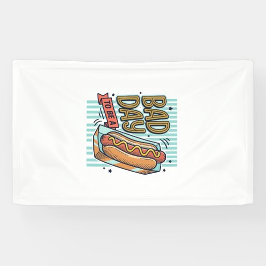 Slechte Dag Hot Dog Retro Vector T-shirt Ontwerp_1 Spandoek (Horizontaal)