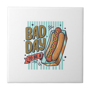 Slechte Dag Hot Dog Retro Vector T-shirt Ontwerp_1 Tegeltje