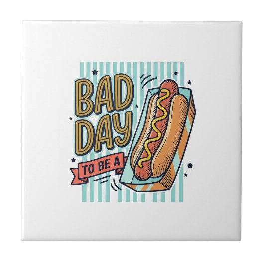 Slechte Dag Hot Dog Retro Vector T-shirt Ontwerp_1 Tegeltje (Voorkant)