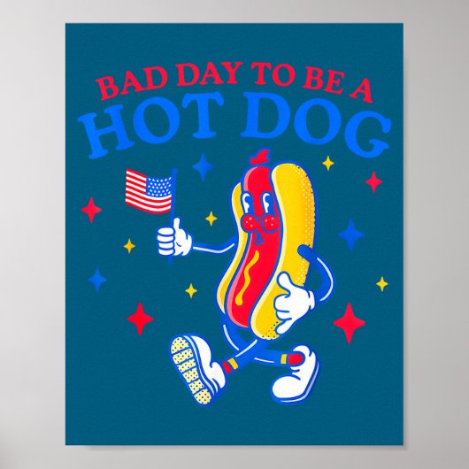 Slechte dag om een hotdog te zijn, grappige bbq ba poster (Voorkant)