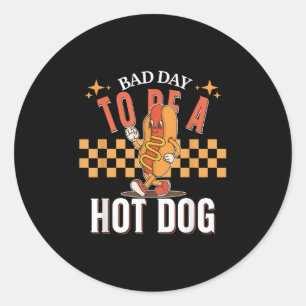 Slechte dag om een hotdog te zijn, grappige voedse ronde sticker