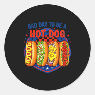 Slechte dag om een hotdog te zijn - hotdogliefhebb ronde sticker