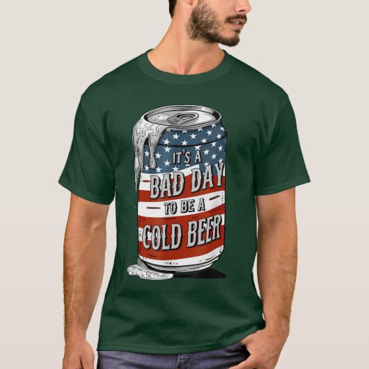 Slechte Dag om een Koud Bier Grappige 4de Juli Dri T-shirt (Voorkant)