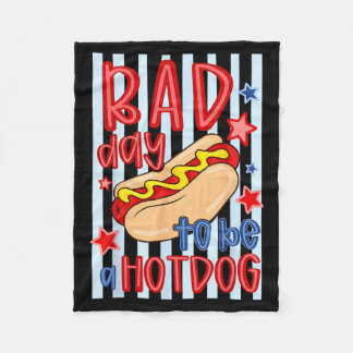 Slechte Dag Patriottische 4e Juli Om Een Hotdog Ki Fleece Deken