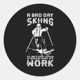 Slechte Dag Skien Is Better Dan Goede Dag Werk Gra Ronde Sticker
