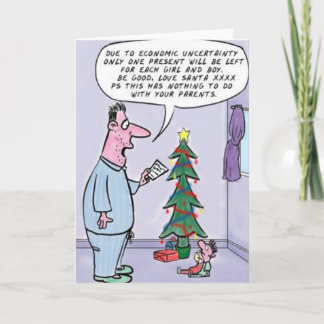 Slechte economie beïnvloedt op Santa Funny Christm Feestdagen Kaart