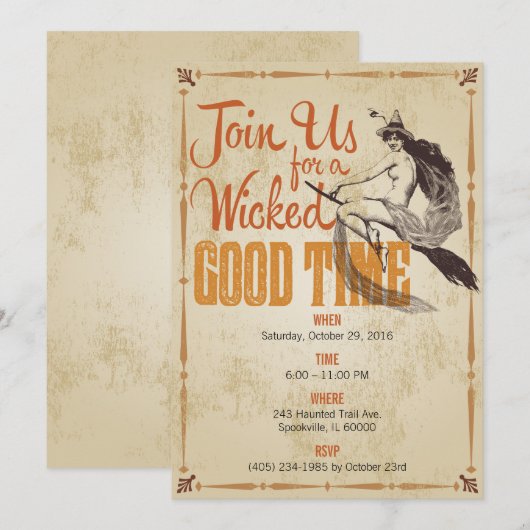 Slechte goede tijd Halloween uitnodiging (Voorkant / Achterkant)