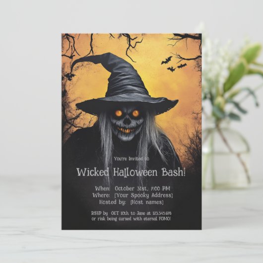 Slechte Halloween Bash Uitnodiging (Staand voorkant)