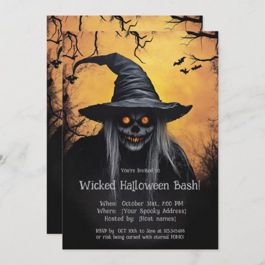 Slechte Halloween Bash Uitnodiging (Voorkant / Achterkant)