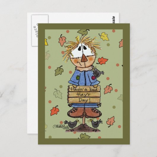 Slechte Hay'r Dag vogelverschrikker Briefkaart (Voorkant / Achterkant)