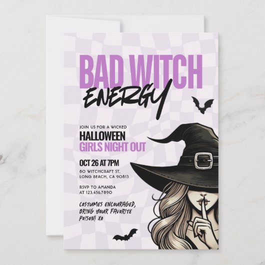 Slechte heks energie meisjes avond uit Halloween f Kaart (Voorkant)