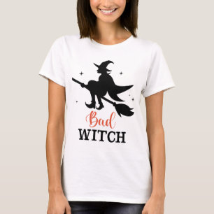 Slechte Heks Halloween Griezige Bezem Vliegend  T-shirt