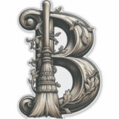 Slechte Heks Hekserige Bezem Letter B Aangepaste I Sticker (Voorkant)