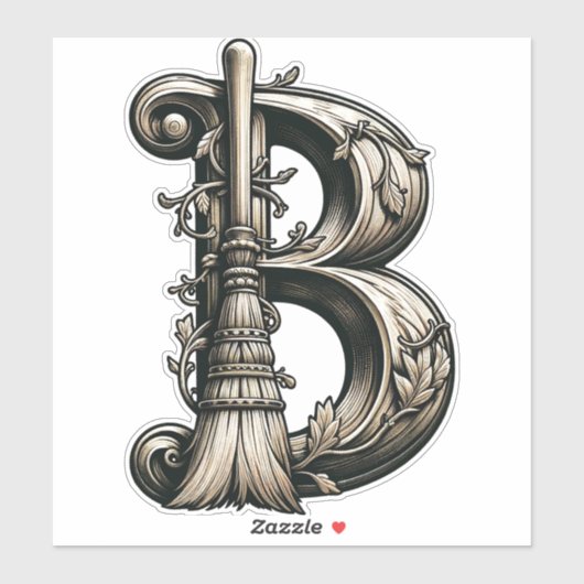 Slechte Heks Hekserige Bezem Letter B Aangepaste I Sticker (Vel)