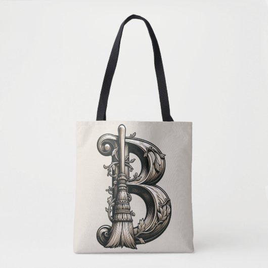 Slechte Heks Hekserige Bezem Letter B Aangepaste I Tote Bag (Voorkant)