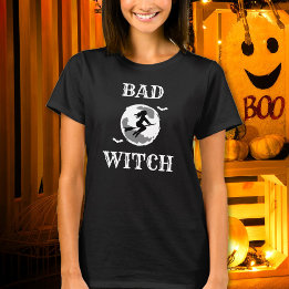Slechte Heks Rijdt op Bezem Dames Halloween T-shirt