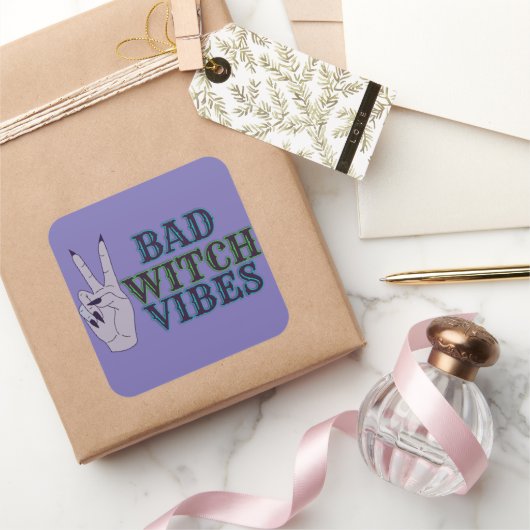 Slechte heks vibes heksenhanden vierkante sticker (Geschenken)