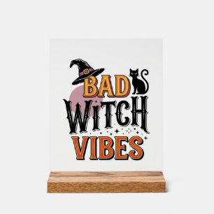 Slechte Heks Vibes Vintage Halloween T-shirt Ontwe Acryl Bord