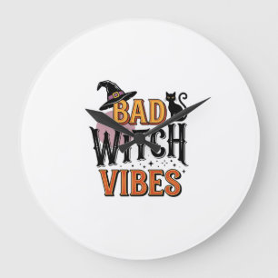 Slechte Heks Vibes Vintage Halloween T-shirt Ontwe Grote Klok