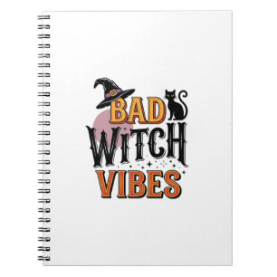 Slechte Heks Vibes Vintage Halloween T-shirt Ontwe Notitieboek