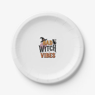 Slechte Heks Vibes Vintage Halloween T-shirt Ontwe Papieren Bordje