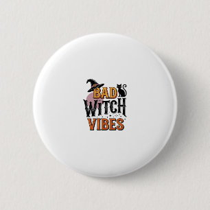 Slechte Heks Vibes Vintage Halloween T-shirt Ontwe Ronde Button 5,7 Cm