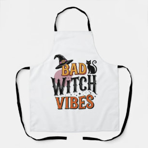 Slechte Heks Vibes Vintage Halloween T-shirt Ontwe Schort