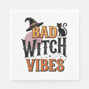 Slechte Heks Vibes Vintage Halloween T-shirt Ontwe Servet