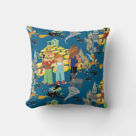 Slechte heks, vogelverschrikker en leeuwenpatroon kussen