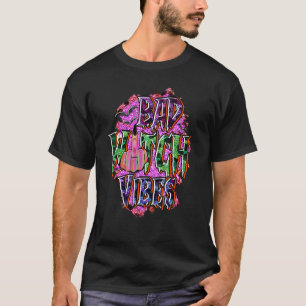 Slechte Heksen Vibe Retro Luipaard Paarse Koeienhu T-shirt