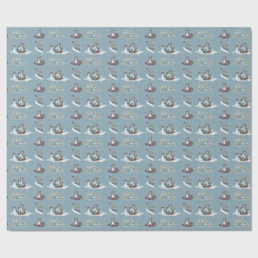 Slechte hond Kerstmis. Cadeaupapier (Vlak)