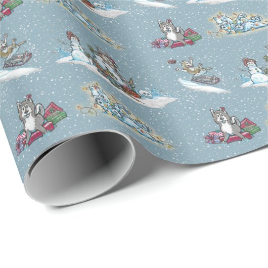 Slechte hond Kerstmis. Cadeaupapier (Rol Hoek)