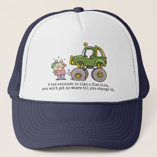 Slechte hoogte Quote met grappige platte Cartoon Trucker Pet (Voorkant)