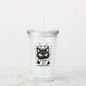 Slechte houding - Black Cat Mugshot Acryl Drinkbeker (Voorkant)