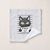 Slechte houding - Black Cat Mugshot Bad Handdoek (Wasdoekje)