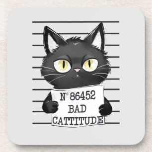 Slechte houding - Black Cat Mugshot Bier Onderzetter