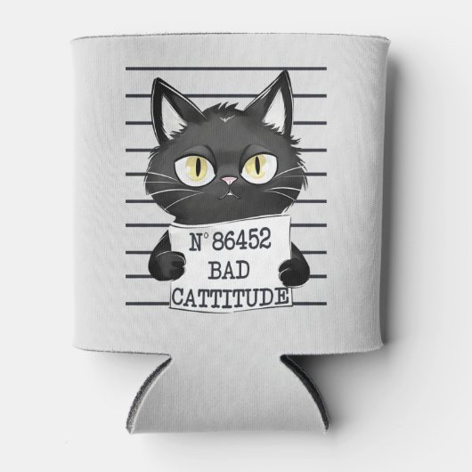 Slechte houding - Black Cat Mugshot Blikjeskoeler (Voorkant)