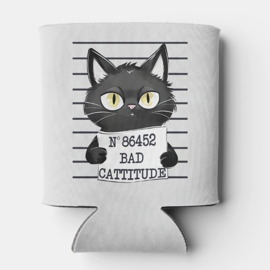 Slechte houding - Black Cat Mugshot Blikjeskoeler (Achterkant)