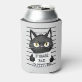 Slechte houding - Black Cat Mugshot Blikjeskoeler (Blikje Achterkant)