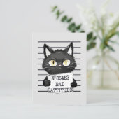 Slechte houding - Black Cat Mugshot Briefkaart (Staand voorkant)