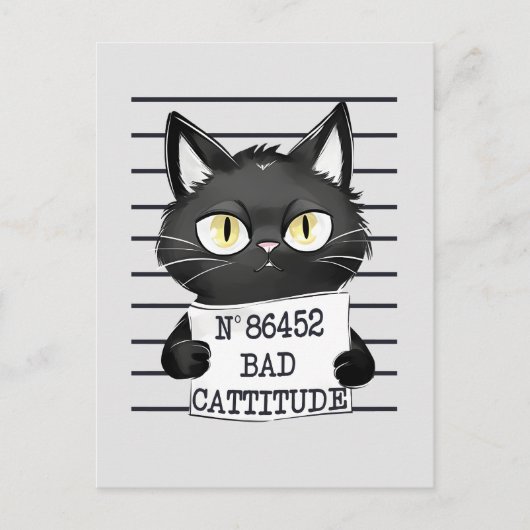 Slechte houding - Black Cat Mugshot Briefkaart (Voorkant)